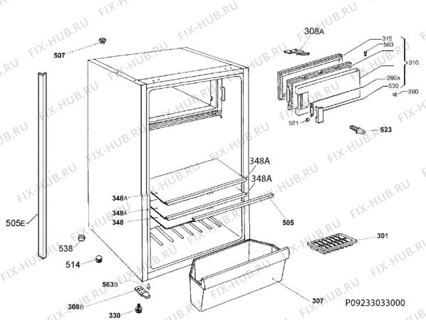 Взрыв-схема холодильника Electrolux ERS1501FOW - Схема узла Housing 001